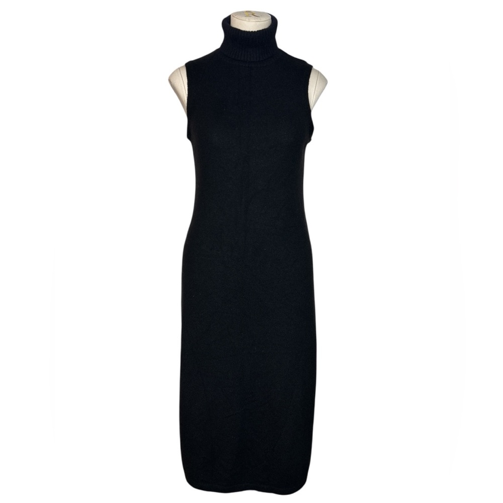 Neiman Marcus Cashmere sleeveless turtleneck dress